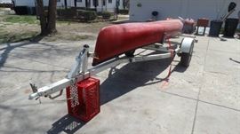 17 ft Old Town canoe w/ custom built rolco trailer