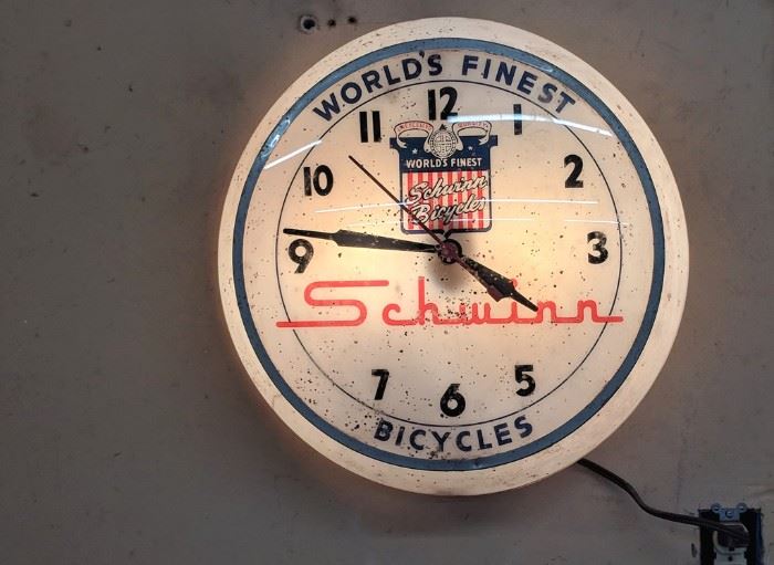 Vintage Glass Schwinn Clock