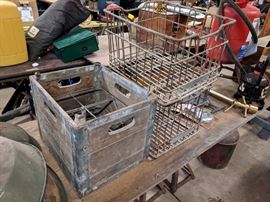 Vintage milk crates from Cleveland dairies