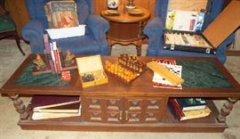 Artists traveling easel, games, coffee table