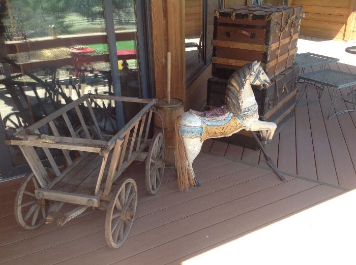 New Mexico horse. - vintage goat cart