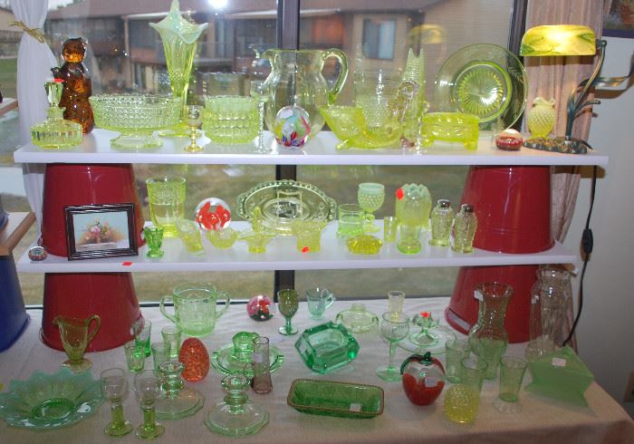 Great collection of Vaseline glass