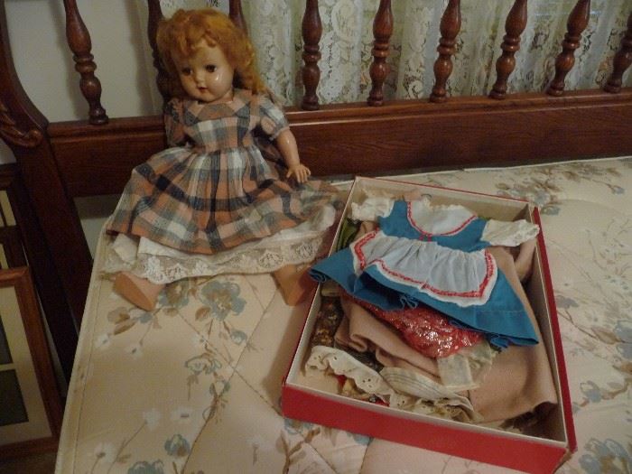 composition doll and clothes 