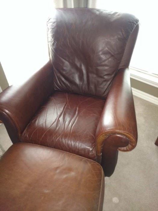 brown leather easy chair