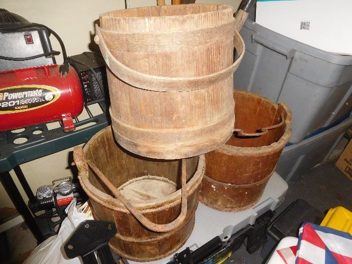 Antique wooden buckets