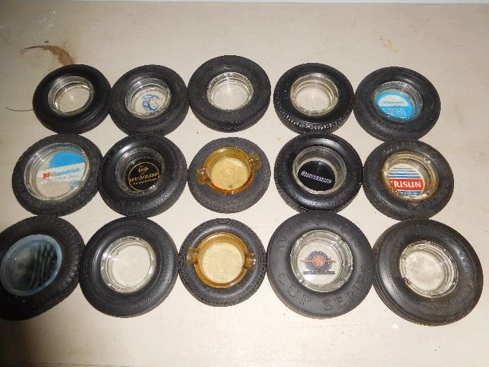 Collection of rubber tire ashtrays