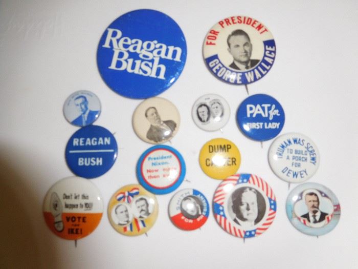 Vintage political pin backs