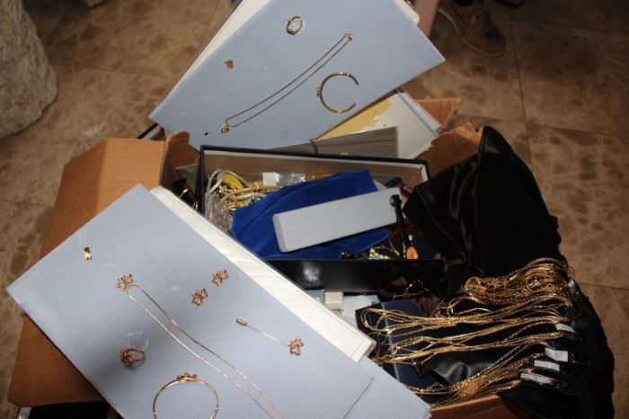Boxes loaded with New/Costume Jewelry and Watches