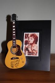 John Lennon Photo, Guitar signed with Beatles Drawing