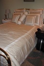 Full Bed with Brass Head & Foot Boards and Linens