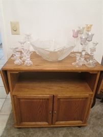 Rolling Cart with Drop-Sides.  Wine Stems and Candlestick Collections.