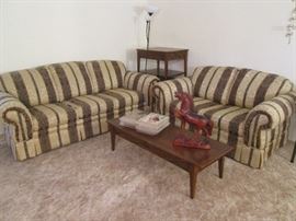 Broyhill Sofa and Love Seat plus 2-End Tables and a Coffee Table, MCM, with nice details on all the tables.
