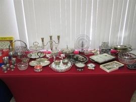 Pewter, Silver Plate, Assorted Serving Pieces including Relish and Condiment Trays 