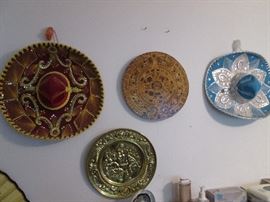 Wall Plaques and 2-Vintage "Pigalle" Sombreros from Mexico