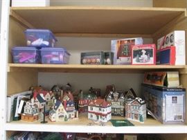 Holiday Decor, Ribbons plus a dozen "Heritage Village Collection" Houses