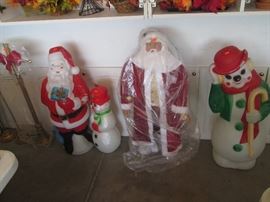 Vintage Santa and Snowman by "Blow-Mold Empire Plastics"