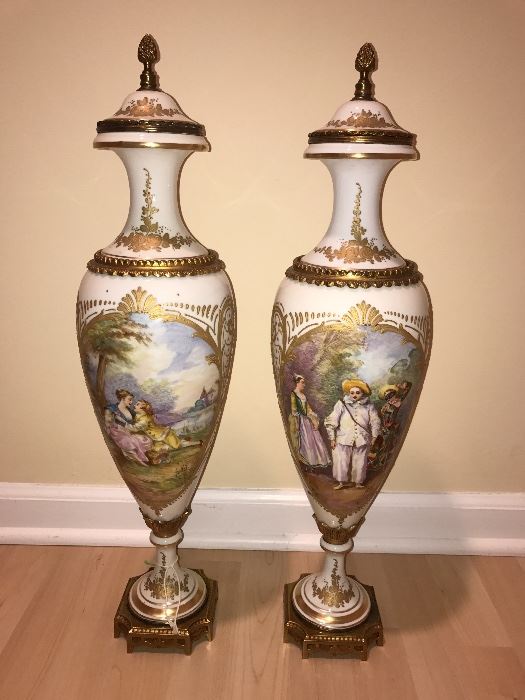 Pair of Sevres Urns signed Gillet
That stand 25" tall
