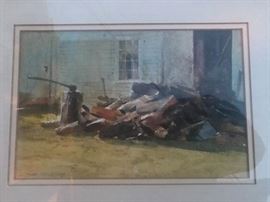 Watercolor by Dan Stone called "Wood Pile"