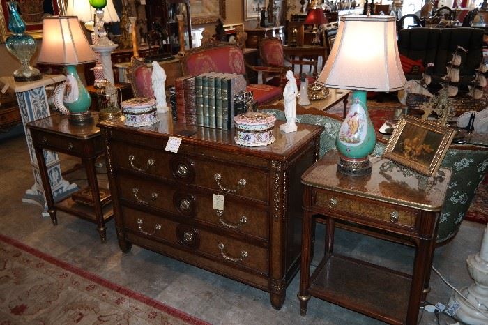 3 pieces Theodore Alexander dresser and two night stands