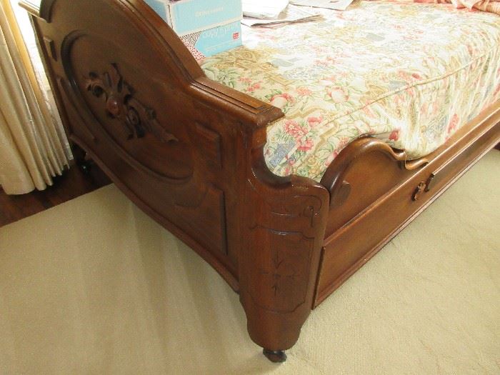Antique walnut full size bed