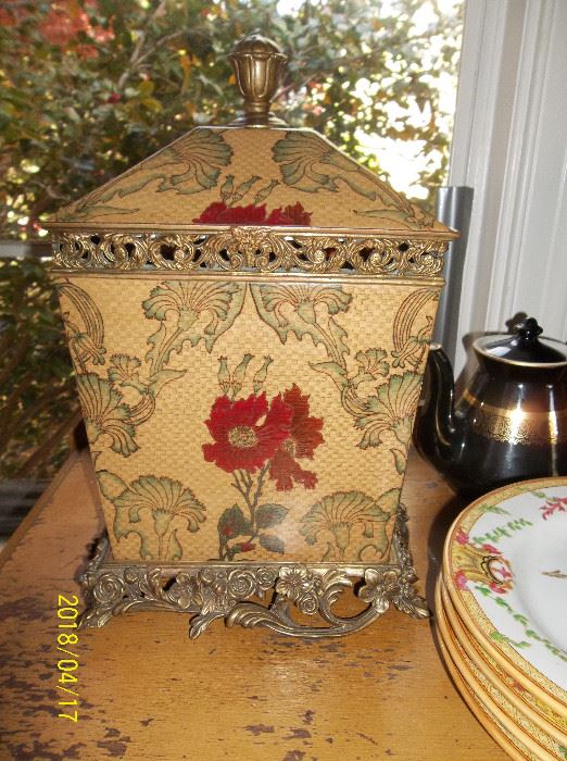 decorative urn, Hall cobalt blue and gold trim teapot