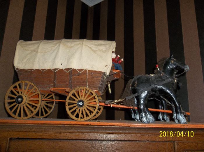 horse-drawn covered wagon