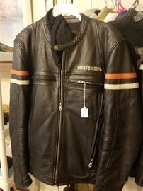 His leather like new Harley rider's jacket.