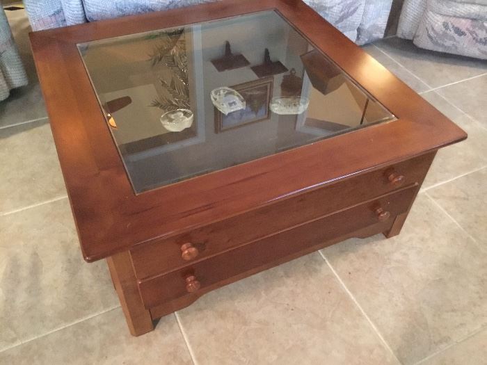 Curio coffee table with two drawers