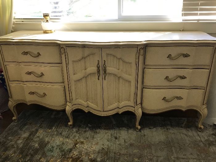 Matching French provincial long dresser with cabinet doors