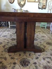 Six foot trestle wood dining table