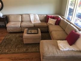 Pottery Barn adjustable  micro suede sectional sofa