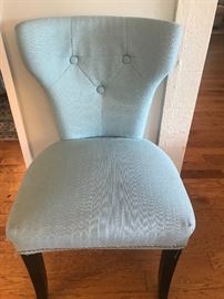 Light blue upholstered side chair