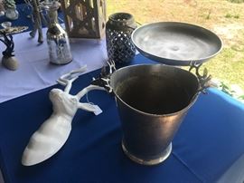 Ceramic antler wall hanging, antler ice bucket