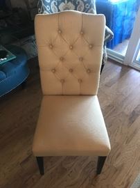 Buttercream upholstered tufted side chairs (4)