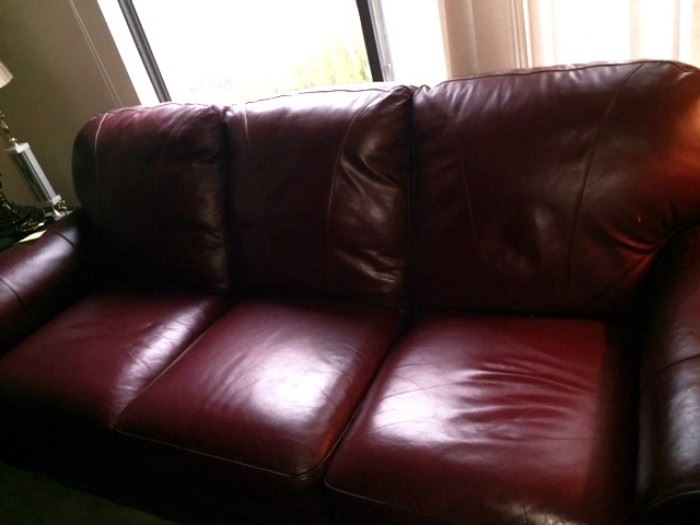 Beautiful burgundy leather sofa