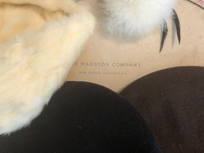 Marston's hat box, French wool berets, rabbit fur hat