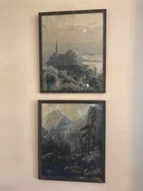 1927 Original paintings  -- Written on the back of one of them is "1927 West Solei Hangzhou China" 