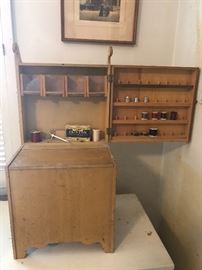 Charming miniature cabinet for sewing items