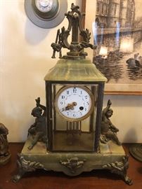 French figural bronze and onyx clock