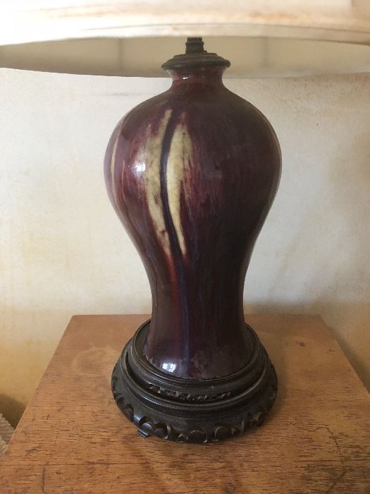 Chinese glazed vase made into lamp (vase has not been compromised - no drilling)
