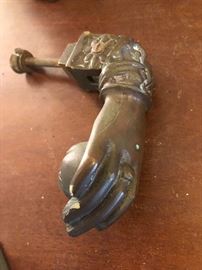 Victorian bronze hand door knocker