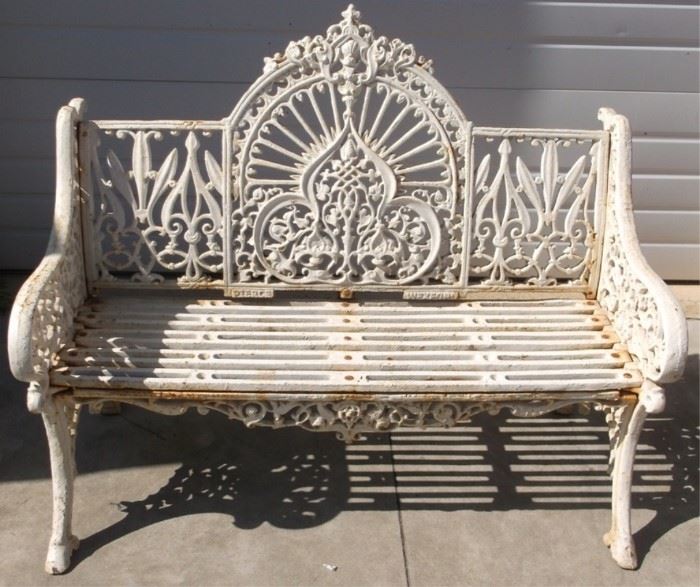 Cast iron Victorian fan back garden bench
