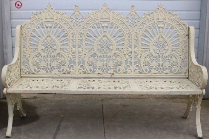 Large cast iron Victorian garden bench