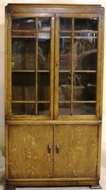 English oak double door bookcase