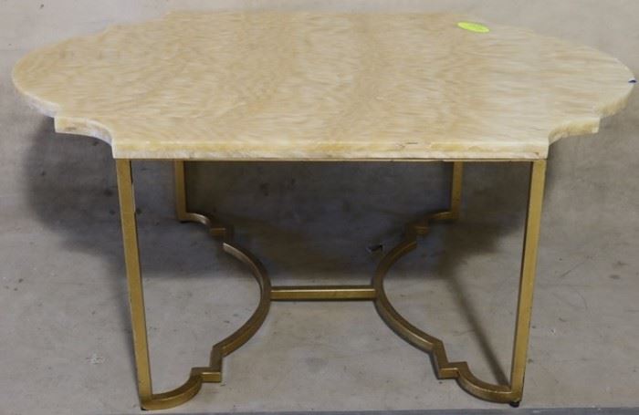 Jonathan Charles marble top brass table