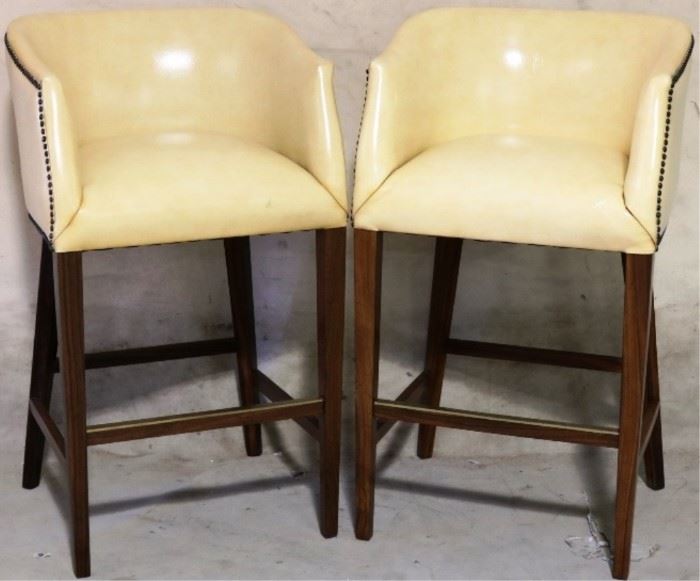 Pair Modern History leather club stools