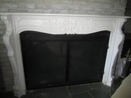 WHITE FIREPLACE MANTLE AND CUSTOM MADE SCREEN FROM LELU ON MANCHESTER RD