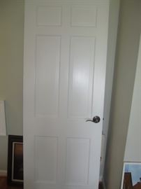 LOTS OF 6 PANEL WOOD DOORS WITH HARDWARE
