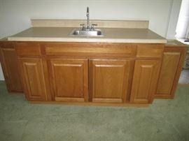OAK CABINETS AND SINK
