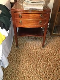 2 Matching side tables with leather tops